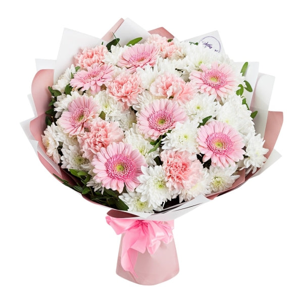 Beyaz Papatyalar & Pembe Gerbera Aranjmanı