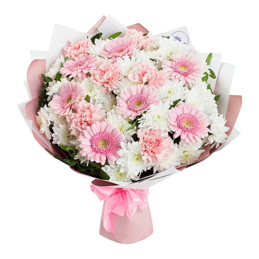 Beyaz Papatyalar & Pembe Gerbera Aranjmanı